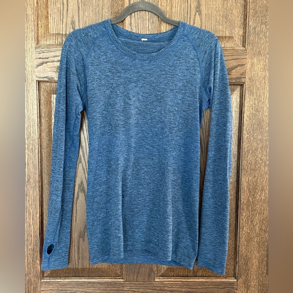 Lululemon blue swiftly long sleeve Crewneck top size 8